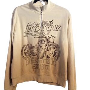 Urban Nation Medium M motorcycle speedway partial zip sweatshirt cool retro look